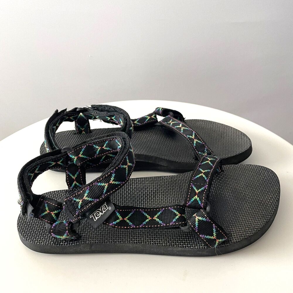 Vintage Teva Hurricane Sandals Mens Size 12 Est.Black Blue Hiking Adjustable USA - Picture 3 of 12